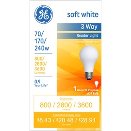 GE Incandescent 240W Soft White A21 3-Way Bulb 1 Pack