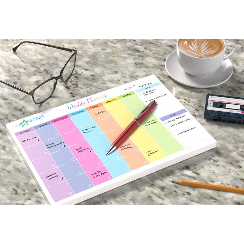 Monthly Planner Pad Personal Organiser with 52 Tear Off Colour