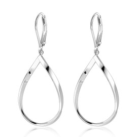 Sterling Silver Dangle Earrings Hypoallergenic Teardrop Drop Leverback Earrings for Women Twisted Silver Long Teardrop Dangle Earings for Women Jewelry Gifts