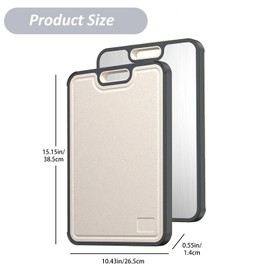 TUMPETY 99.9% Pure Titanium Cutting Board for Kitchen, Double Sided Food Grade, Pure Titanium and Wheat Straw PP, Easy to Clean Large Size (2 Pieces)