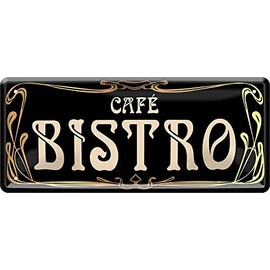 schilderkreis24 - "Café Bistro" - Tin Sign 28 x 12 cm in Charming Vintage Look