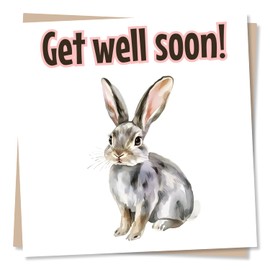 Cute Get Well Soon Card for Loved One - Bunny, Rabbit, Animal Lover - For Friend, Bestie, Colleague, Relative, Women, Woman