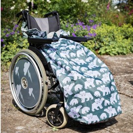 XL Large Long Adult Size Fleece-Lined Wheelchair Cosy Cover for plus size and taller wheelchair users - 100% Waterproof Rain Cover for Wheelchairs, Easy to Fit Wheelchair Blanket (Polar Bear)