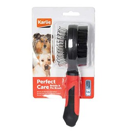 Karlie Professional Bristle and Pen Brush, Dog Brushes, 2 in 1, Rubber, Red/Black, 22.5 x 6.5 x 6.5 cm