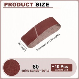 HARFINGTON 6 x 48 Inch Sanding Belts, 10 Pcs 80 Grits Aluminum Oxide Abrasive Belt Sander File Belt for Woodworking, Metal Polishing, Knife Sharpener