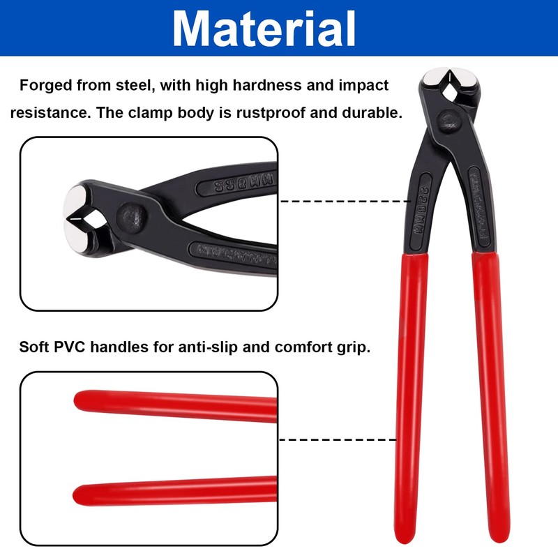 Tnisesm Ear Clamp Pliers 9 inch, Hose Clamp Crimping Tool,