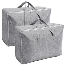 AiQInu 2 Pieces Large Clothes Storage Containers 105L Waterproof Underbed Storage Containers with Handle, Space-Saving Foldable Closet Organizer for Clothes Blankets Duvets