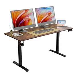 ERGOMAKER 63" Electric Standing Desk, Adjustable Height, Sit Stand Up Desk for Home Office & Computer Workstations, Memory Controller, Rustic Brown