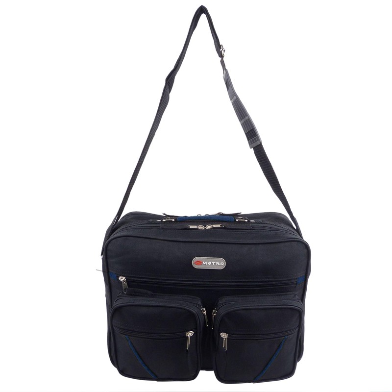 Metrolite Canvas Flight Travel Overnight Weekend Bag Cabin Approved -Black/Navy