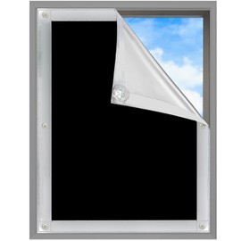 MUHOO Blackout Blind, No Drill Blinds Blackout Curtain with Suction Cups, UV and Sun Protection Blackout Curtain, 100% Opaque Roof Window Blind for Bedroom, Nursery, Loft, Travel, Black (60x115cm)