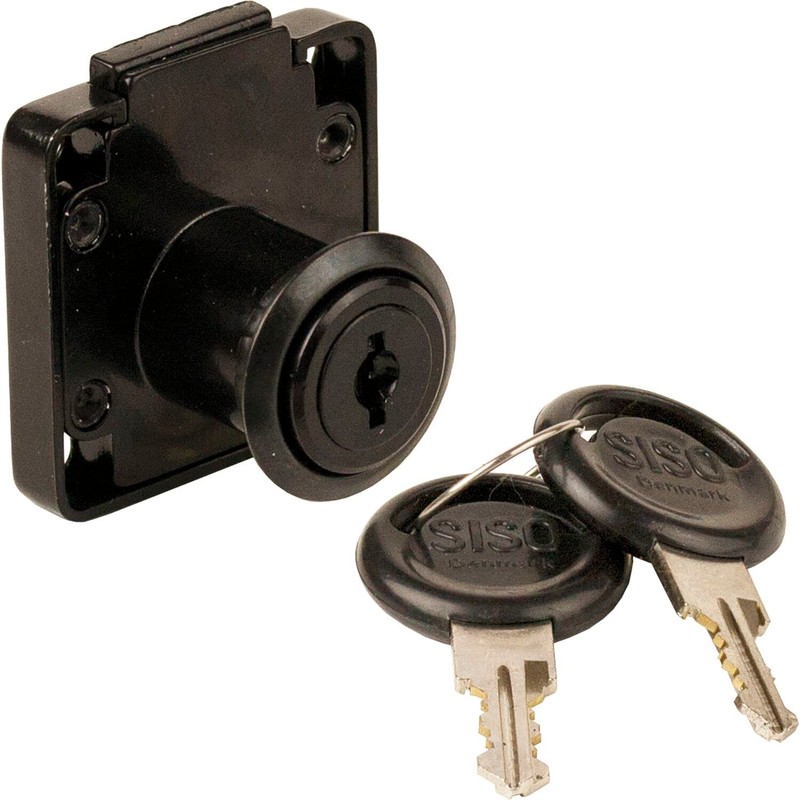 Zamak Cylinder Box Lock with 2 Keys Black