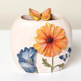 Watercolor Floral Accent Toothbrush Holder with 2 Large Openings