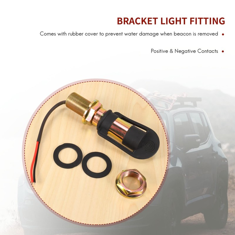 Tsudoku Rotating Flashing Amber Beacon Flexible DIN Rod Tractor Mounting