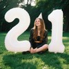 40 Inch White Number 21 Digital Balloon,Jumbo Mylar Foil Helium