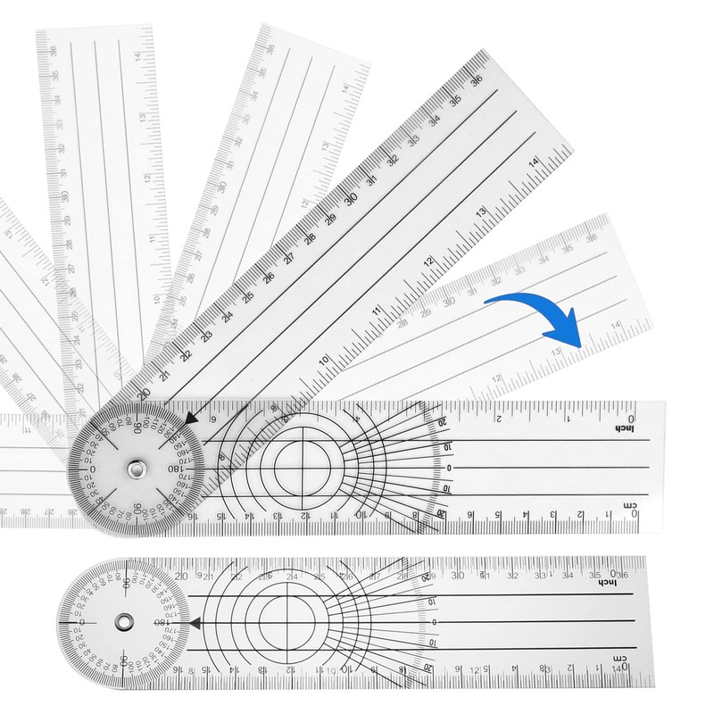 2 Pieces 360° Goniometer Protractor Rotating Medical Goniometer Protractor Transparent