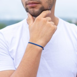 Adjustable 2mm Thick Cord Bracelet - Leather-Like, Waterproof, Durable - Vegan in Red, Black, Blue, Brown, Grey, Green (blue)