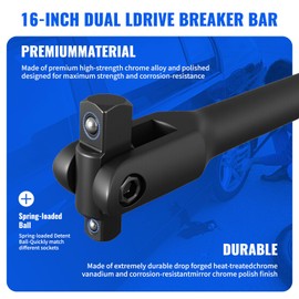 1/2 Breaker Bar 24 inch Dual Drive 1/2 inch & 3/8 inch Drive with 360 Rotatable Head 600Nm Torque Heavy Duty Breaker Bars Ldeal for Tight Spaces.