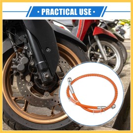 REPAIROCK Hydraulic Brake Hose Line Pipeline, 60cm 23.62" 10mm 0.39" Braided Oil Pipe with Tube Nut Universal for Motorcycle ATV Dirt Bike Go Kart Orange with Spring Auto Replacement Parts