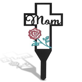 FACULX Metal Mom Grave Memorial Plaque for Remembrance, Grave Decorations for Mom, Sympathy Grave Stake Garden Decor, Cemetery Outdoors Yard Garden Sympathy Gifts for Loss of Mother
