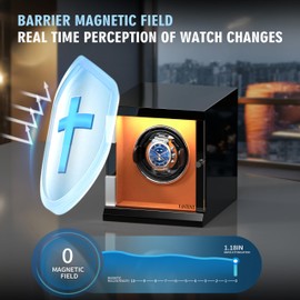 VANTENT Watch Winder for Automatic Watches with LED Lighting，Shining Finishing and Quiet Motor/1 watcah Position