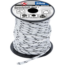 BGS DIY 80808 Plastic Rope/All-Purpose Rope 3 mm x 20 m Black/White
