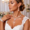 Aukmla Rhinestone Wedding Prom Jewelry Sets Silver Diamond Necklaces and