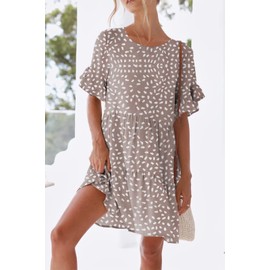 nclook Womens 2025 Summer Casual Dress Sweet Cute Crewneck Short Sleeve Mini Dress with Pockets