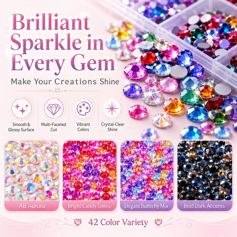 Bedazzling Kit, 43000pcs Jelly Resin Rhinestones with 40 Colors &
