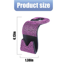 KHGUZ Bling Car Seat Headrest Hooks, 2PCS Crystal Rhinestone Vehicle Backseat Purse Holder for Handbags Coats Umbrellas, Diamond Auto Back Seat Storage Organizer Hanger, Universal Fit (Pink)