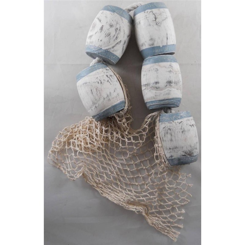 GSM Set of 5 Wood Buoys & Fishing Net