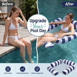 Inflatable Water Hammock Pool Float for Adults – 4-in-1 PVC Floating Mat for Pool, Beach & Lake Relaxation