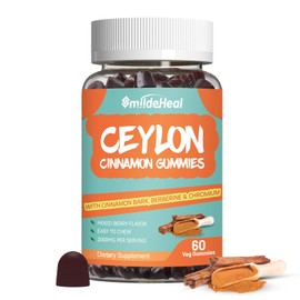 SmildeHeal Ceylon Cinnamon Gummies 2000MG, Sugar Free Cinnamon Gummies, Cinnamon Supplement with Chromium and Cinnamon Bark, Vegan, Non-GMO, Gluten Free, 60 Gummies