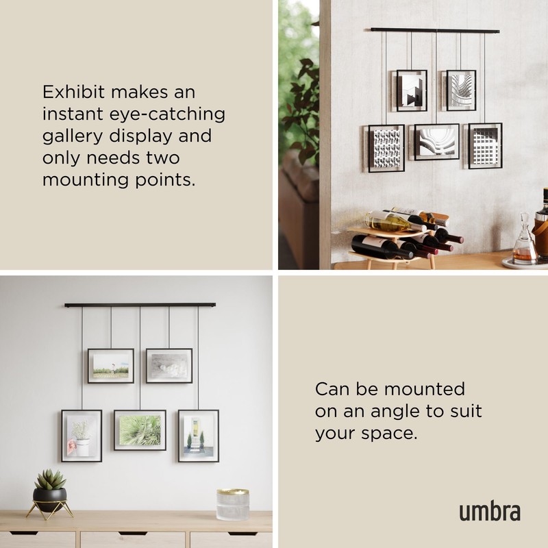 Umbra Exhibit Picture Frame Gallery Set, Adjustable Wall Collage Displays