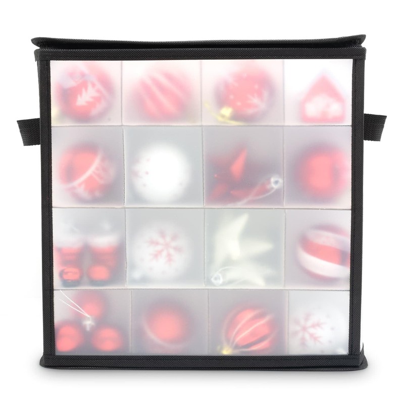 CKB LTD Clear Christmas Bauble Storage Box Cube with Dividers