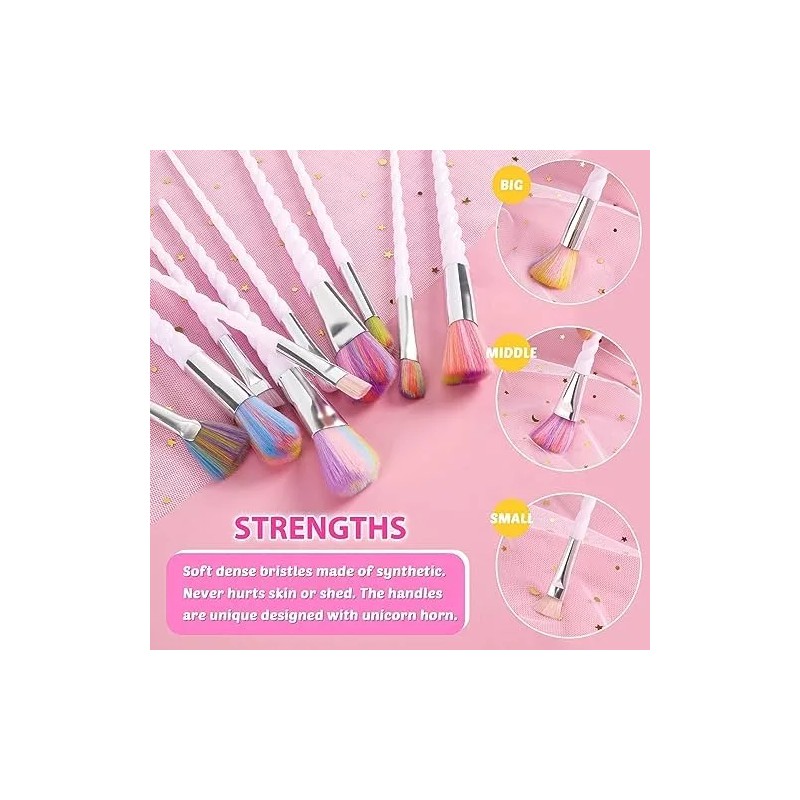 WERNNSAI Juego De Brochas De Maquillaje De Unicornio, 12 Brochas