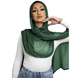 Txameru Women's Viscose Hijab Muslim Cotton Fashion Scarf (Forest)