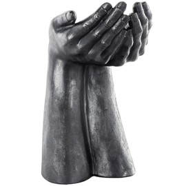 Deco 79 Polystone Hands Open Sculpture, 10" x 9" x 15", Black