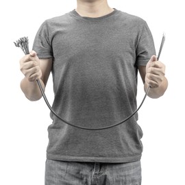 XINGO 40 inch White Metal Zip Ties Heavy Duty 25 Pack, 304 Stainless Steel Zip Ties, 408 lbs Tensile Strength, Multi-Purpose Self-Locking Cable Ties for Exhaust Wrap, Outdoor and Canopy Etc