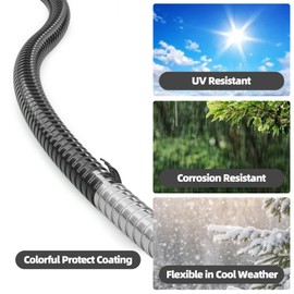 SPECILITE 50ft 304 Stainless Steel Garden Hose Metal, Heavy Duty Water Pipe with Nozzles for Yard, Outdoor - Flexible, Never Kink & Tangle, Puncture Resistant (Black)