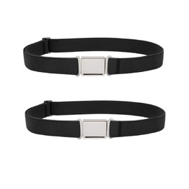 JASGOOD Kids Adjustable Magnetic Belt Boys Girls Elastic Belt with Easy Magnetic Buckle Fit Pant Size16-26Inch(Black+Black,Pant Size16-26Inch)