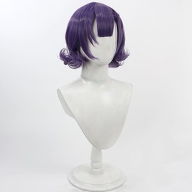 LAOBAO Nanase Suzuna Cosplay Wig, Bob, Purple Hair, Curls, Costume Accessories, Wig, Heat Resistant, For Disguises, Parties, Costumes, Festivals, Events, Cosplay Wig