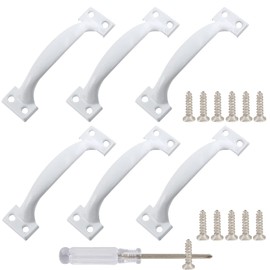 Kyuionty 6 Pcs 4" Metal Gate Pull Handles, Bow Gate Handle Screen Door Pull, Vintage Barn Door Handles (White)