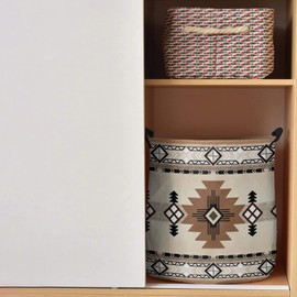 Beige Brown Western Laundry Basket Large 16.5"x17" Waterproof Laundry Hamper, Southwest Modern Geometric Abstract Art Toys Blankets Storage Baskets Clothes Hamper for Bathroom Bedroom Living Room