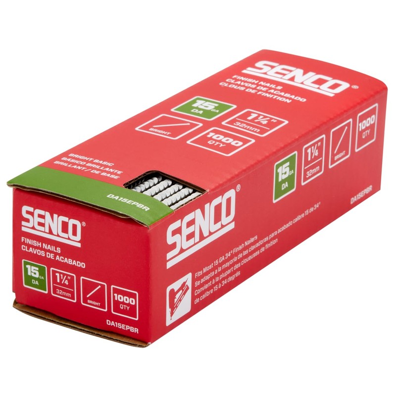 SENCO DA15EPBR 1-1/4" 15 Gauge Angled Finish Nails, Bright Finish