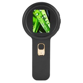 Wisoqu Microscopio de Lupa Digital de Mano de 200X Zoom con 16 Luces LED, Pantalla de 2 Pulgadas, Almacenamiento de 4 TB, Observación de la Naturaleza, Evaluación de Joyas (Negro)