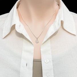 Tiny Delicate and Dainty Sterling Silver Four-Leaf Clover Charm Necklace for Women Teen Girls, Shamrock Necklace, St. Patrick's Day Gift, Silver Four Leaf Clover Necklace (14 inches + 2-inch extender)