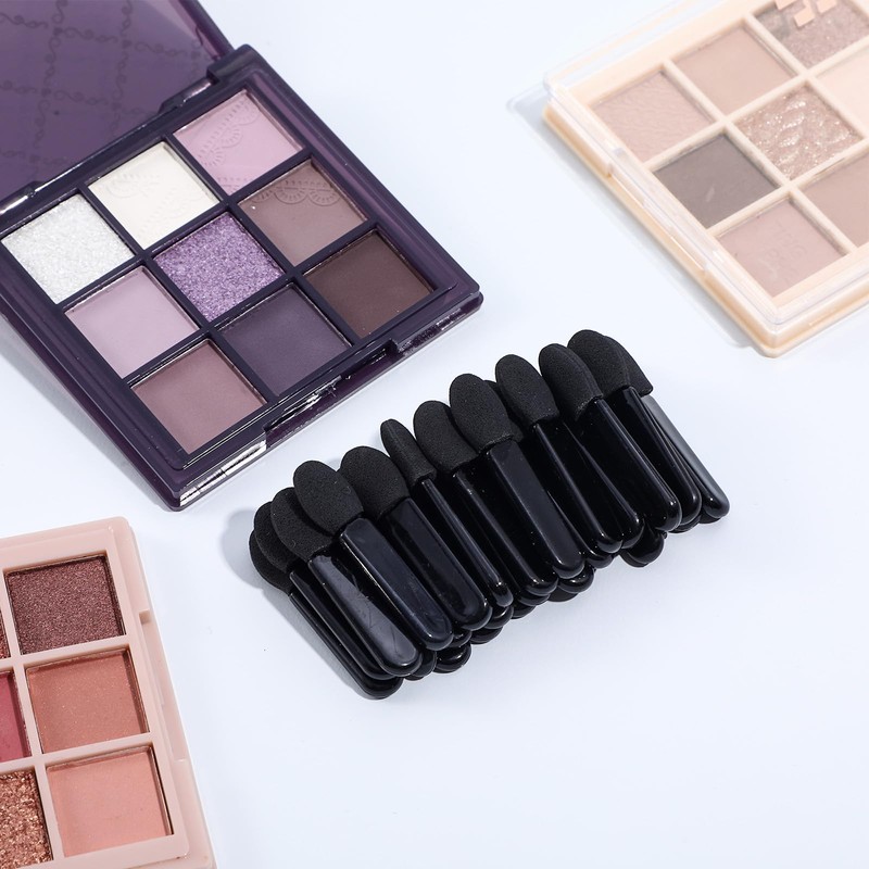 50pcs Eyeshadow Applicators Black Double-side Eye Shadow Brushes Short Sponge