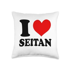 I Love Seitan Vegan Vegetarian Throw Pillow
