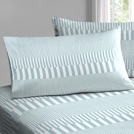 Pizuna Pure 100% Cotton Pillow Cases King Size Set of 2 Blue Cascade Stripe, Luxurious 400 Thread Count Long Staple Cotton Sateen with Stylish 4" Hem (Combed Cotton Pillow Cases King)