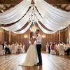 Htper 6 Panels 5x20ft White Ceiling Drapes for Wedding Parties,